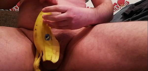  Fucking a banana peel with multiple cum